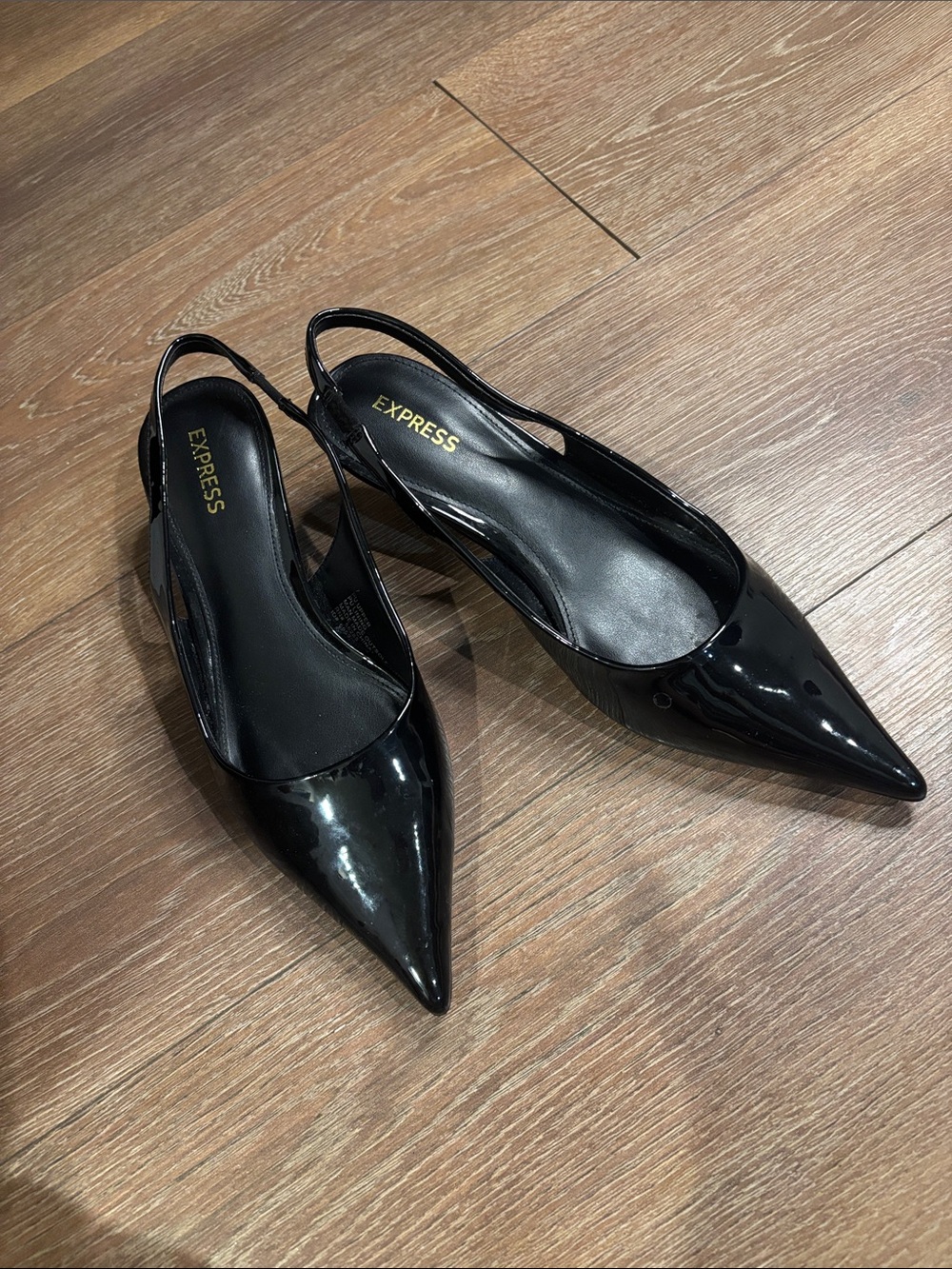 Express Black kitten heel Pointed Toe Slingback Heels